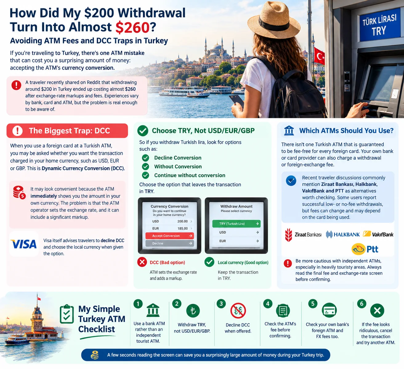 How Did My $200 Withdrawal Turn Into Almost $260? Avoiding ATM Fees and DCC Traps in Turkey*