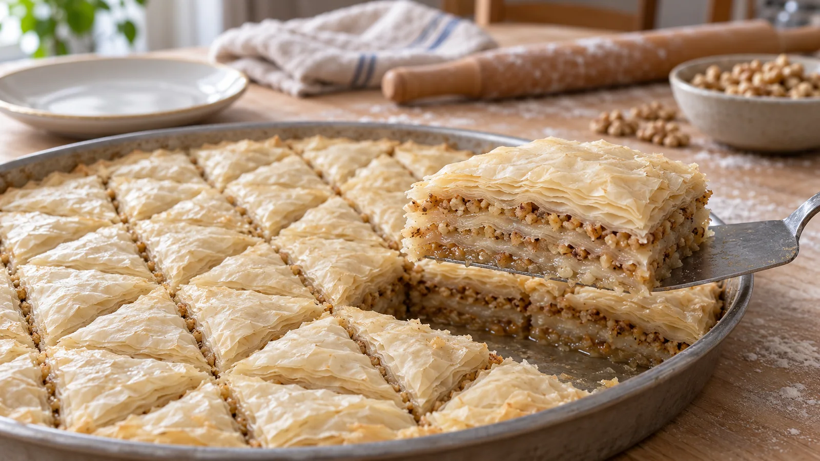 Devrek White Baklava: Traditional Turkish Walnut Baklava with Delicate Pale Layers